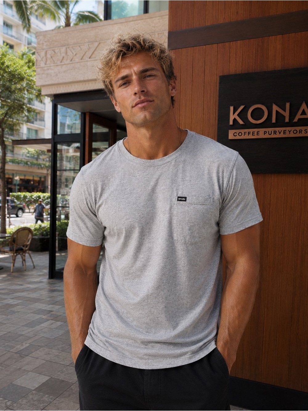 Rip Curl Men’s Heather Gray Short Sleeve Pocket Tee
